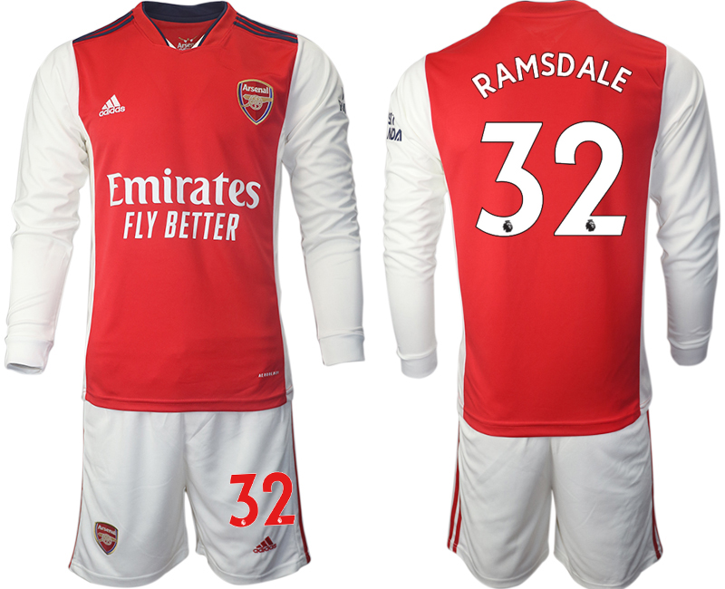 Men 2021-2022 Club Arsenal home red Long Sleeve #32 Soccer Jersey->arsenal jersey->Soccer Club Jersey